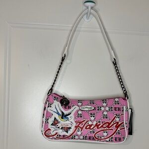 Pink Ed Hardy Rhinestone Sparrow Shoulder/Cross BodyBag